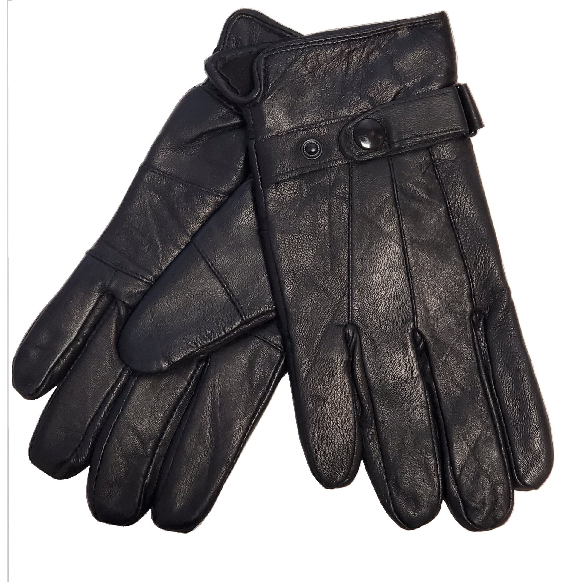 Van Heusen Mens Luxury Smooth Buckle Strap Leather Gloves, Men's 100% Leather Winter Gloves, Black X-Large - Deals Avenue