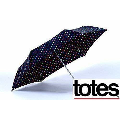 Totes NeverWet technology, Auto Open Auto Close, Colorful dots on Black 43" arc Umbrella,, Medium - Deals Avenue