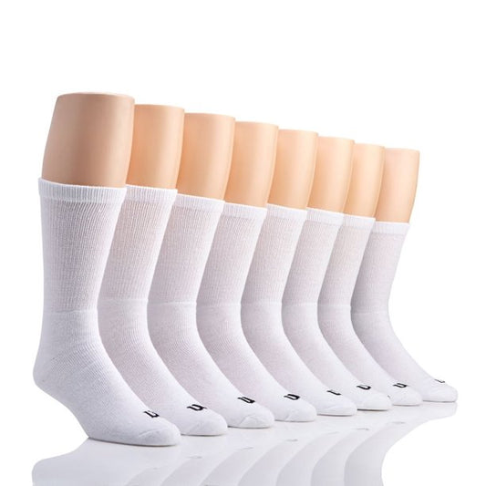 Men's Wilson 8626MAC Cotton Crew Socks - 8 Pack (White O/S) - Deals Avenue